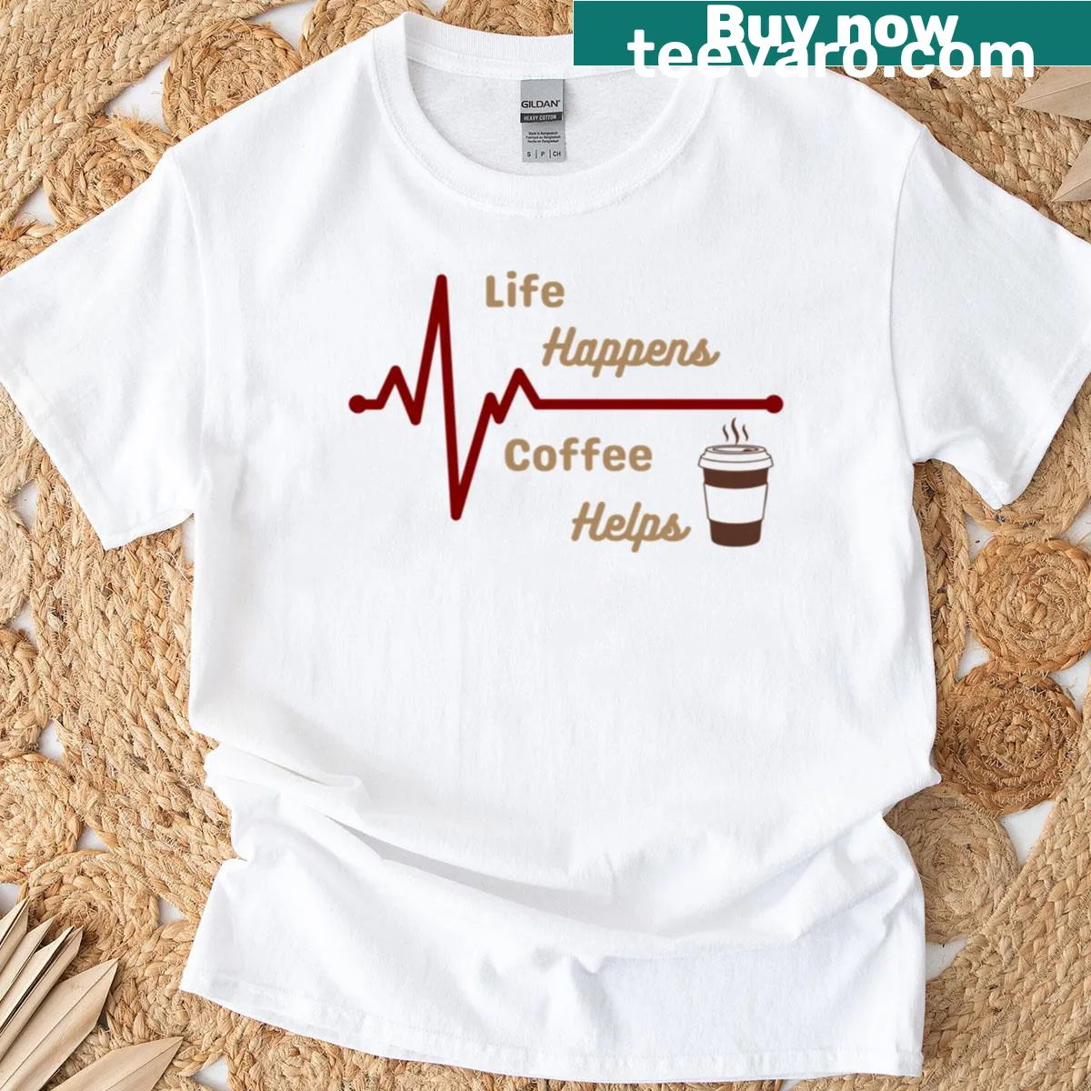 Funny coffee lover t-shirt featuring a humorous quote about coffee — on a men's t-shirt