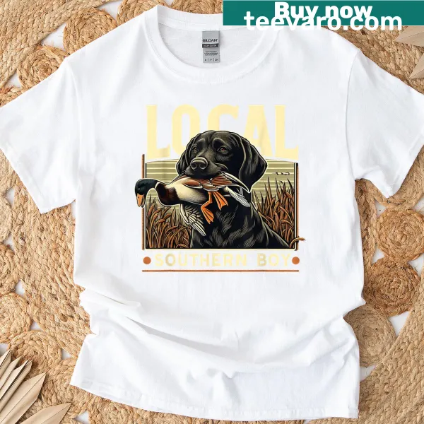 Retro country design t-shirt featuring a hunting dog for Southern boys