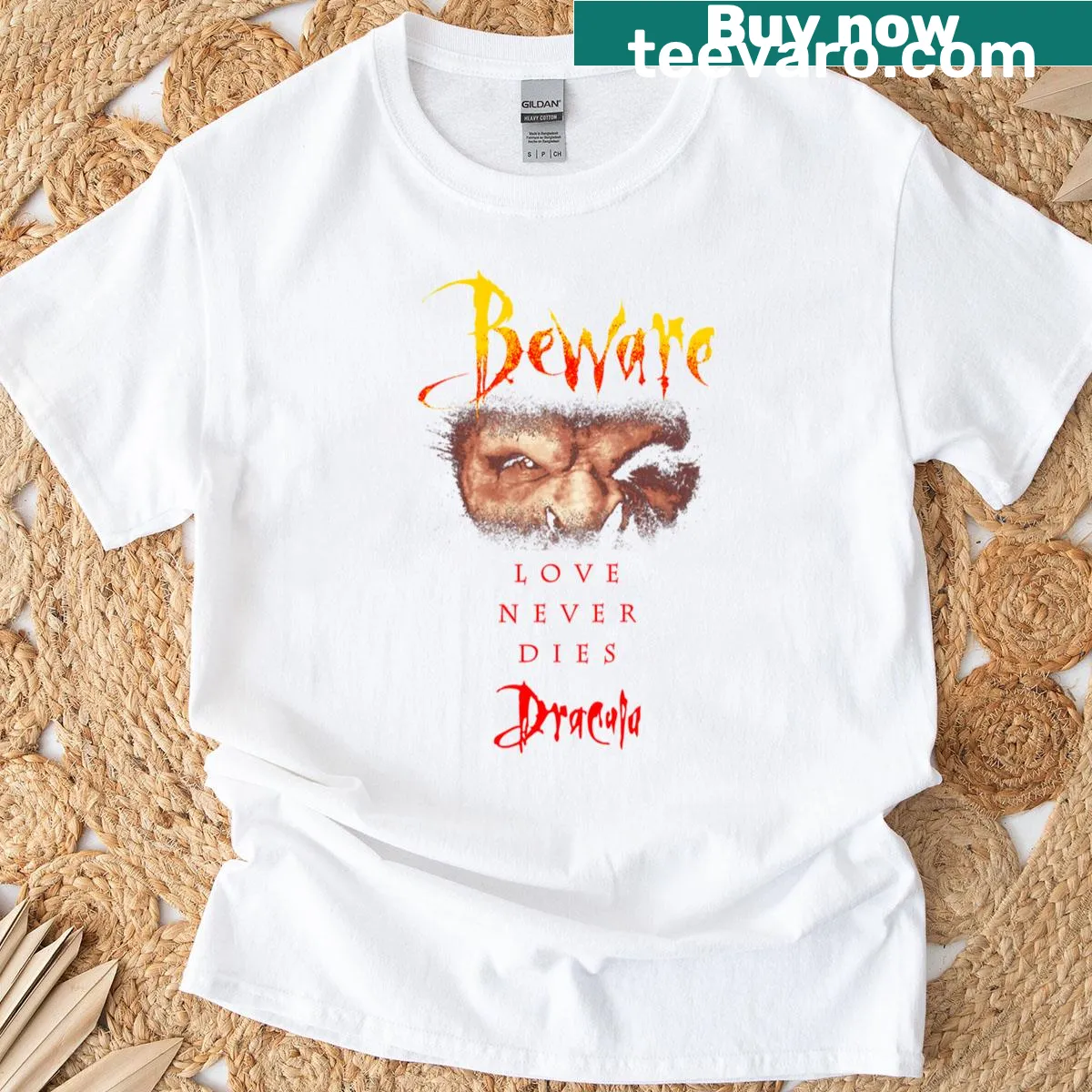 Dracula-themed T-shirt with sentimental design — on a men's t-shirt
