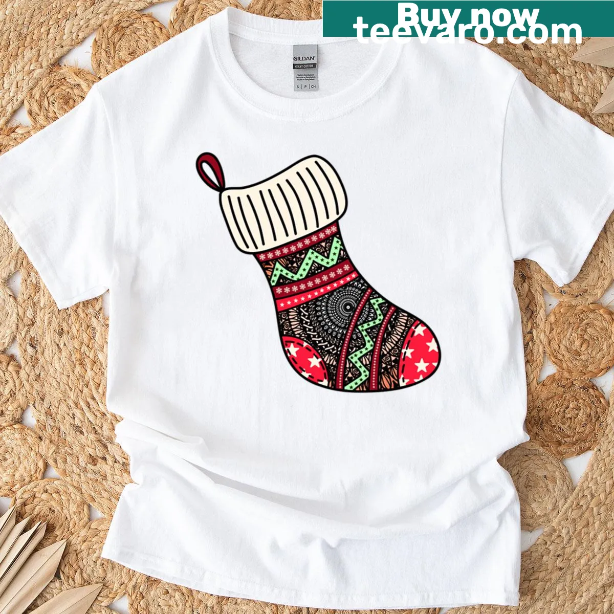 Mandala Christmas t-shirt with cute holiday illustration — on a men's t-shirt