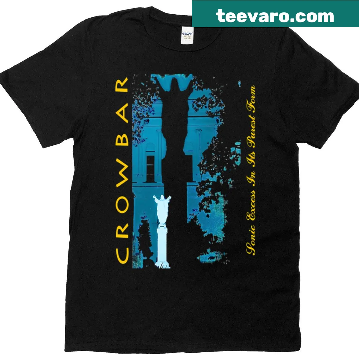 Bold typography gaming t-shirt with dynamic text design — on a men's t-shirt