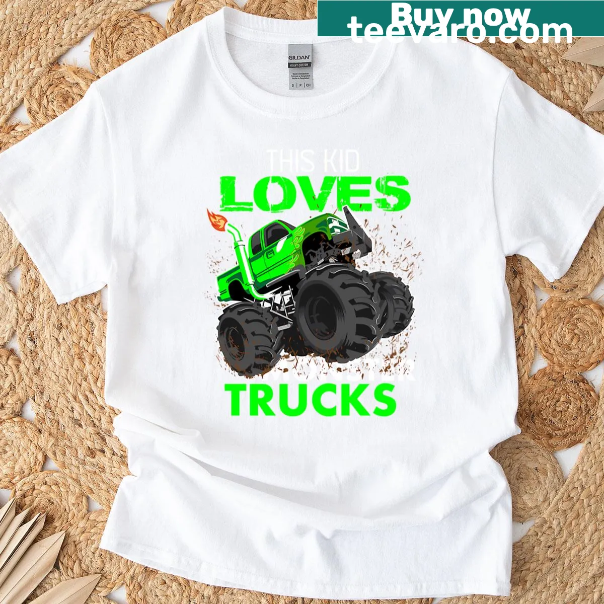 Funny kids t-shirt featuring a playful monster and boys — on a men's t-shirt
