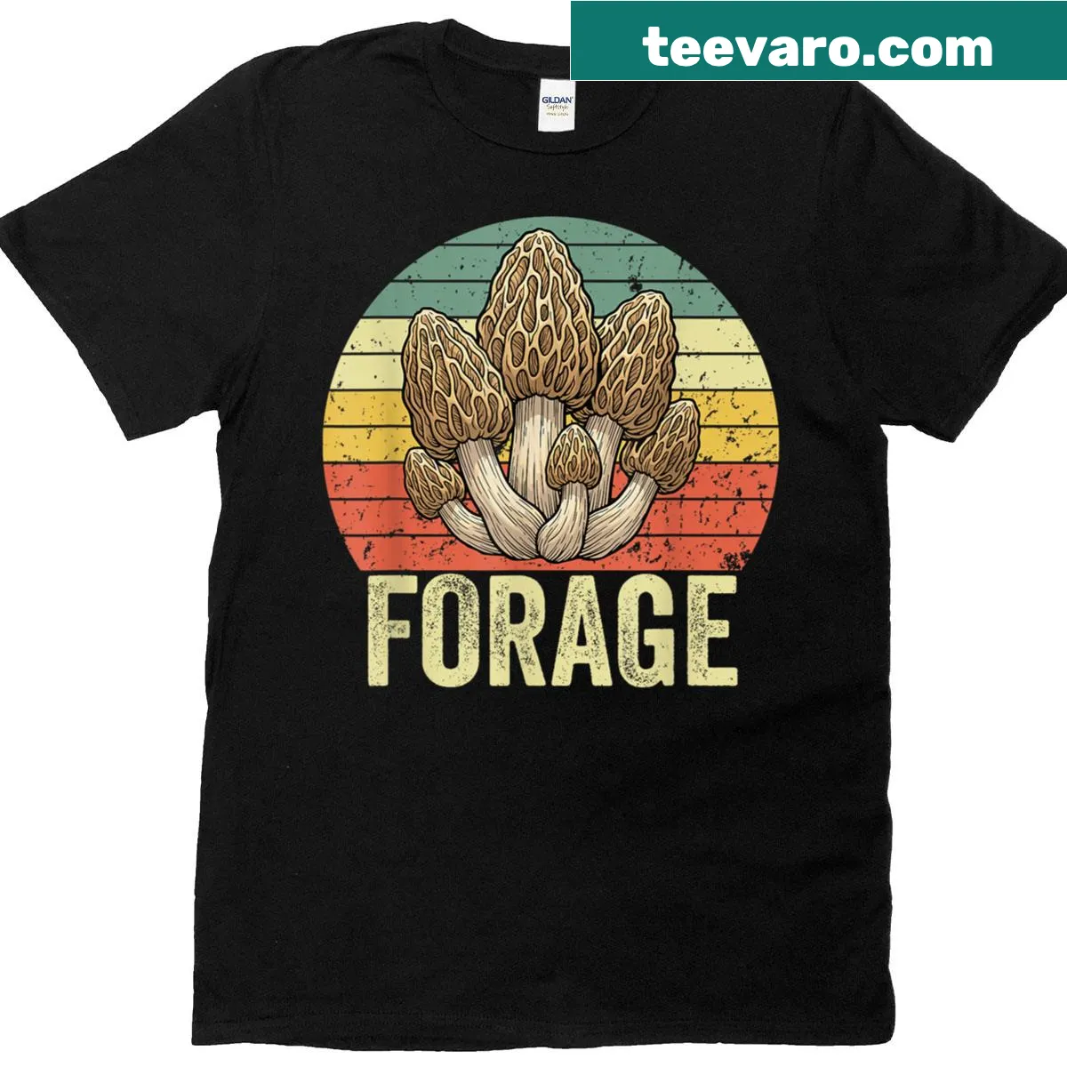 Vintage tee celebrating morel mushroom foraging — on a men's t-shirt