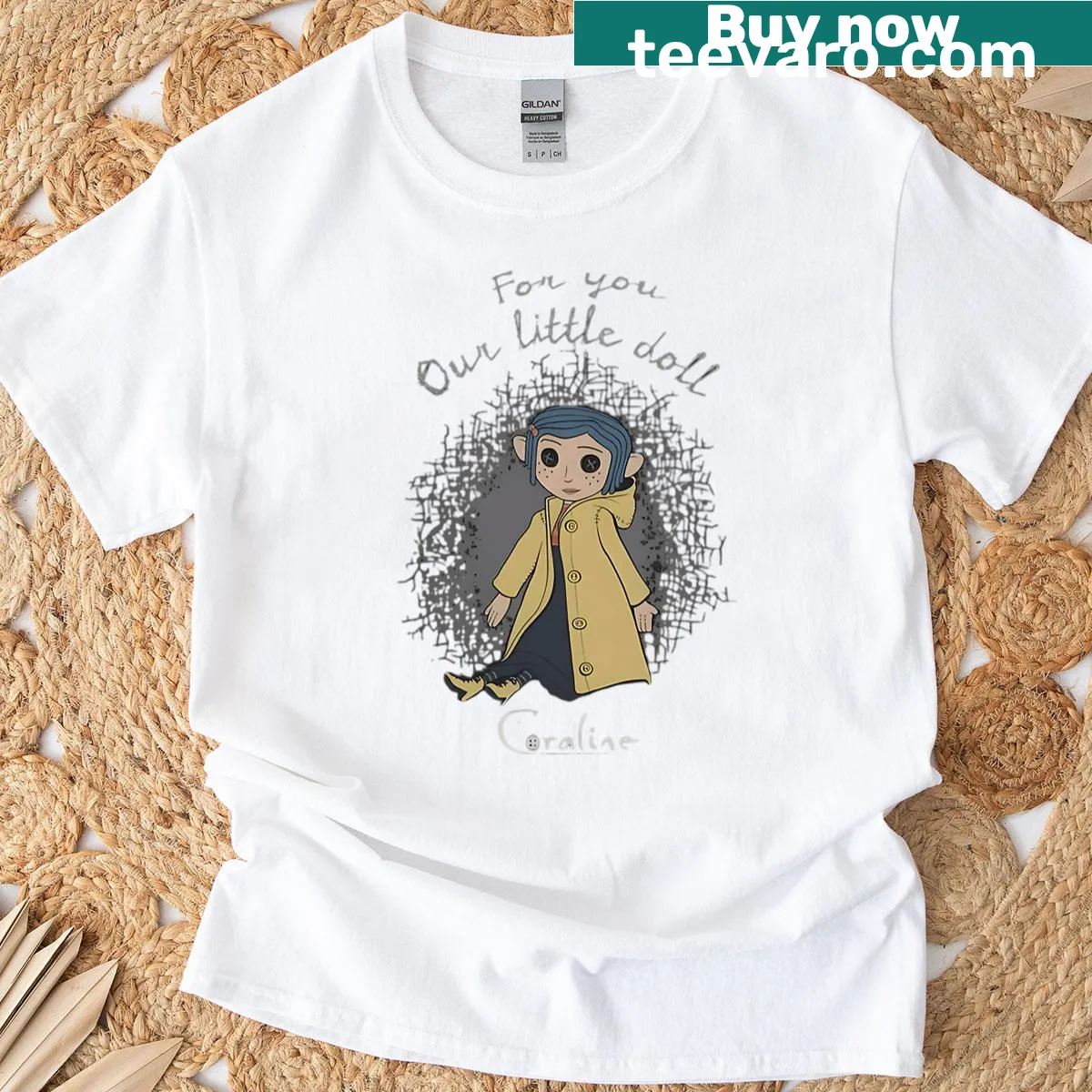 Cartoon horror girl Halloween T-shirt with humorous design — on a men's t-shirt