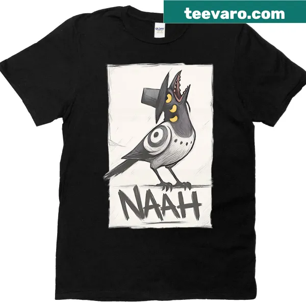 Limited edition T-shirt featuring a whimsical dark art design of a Naah Bird