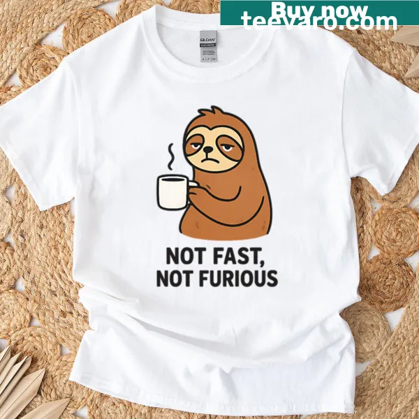 Lazy sloth coffee graphic on humorous tee