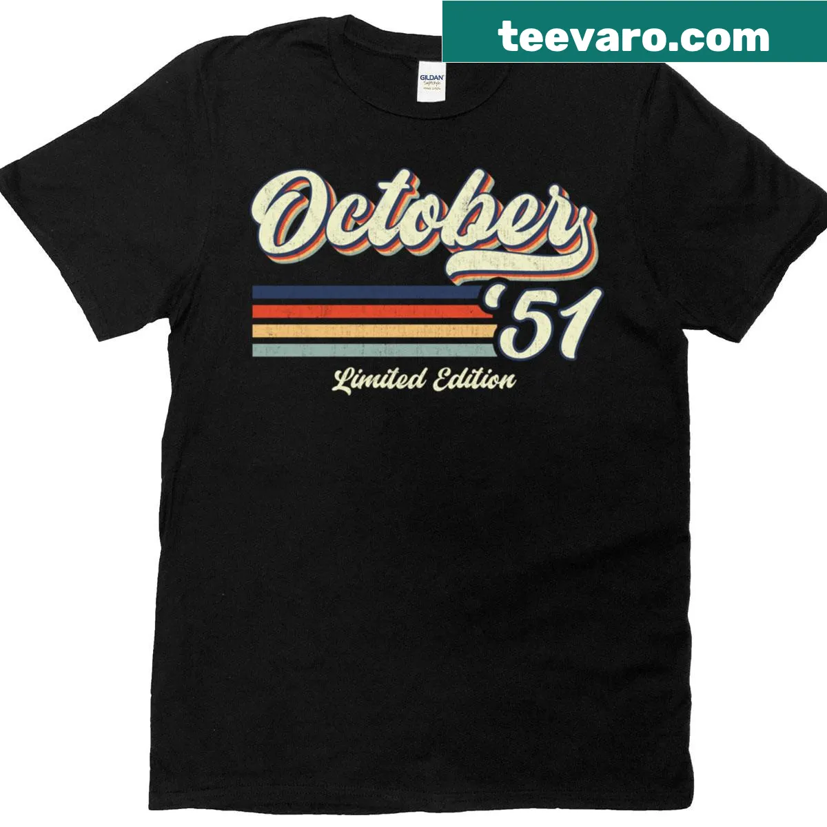 Limited edition 74th birthday t-shirt for men born in October 1951 — on a men's t-shirt