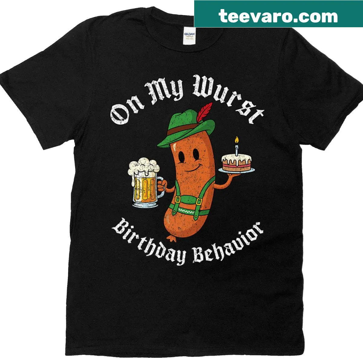 Vintage-style shirt with funny Oktoberfest text — on a men's t-shirt