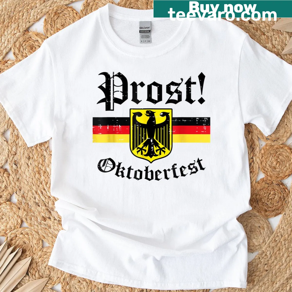 Vintage German flag graphic for Oktoberfest on a T-shirt — on a men's t-shirt