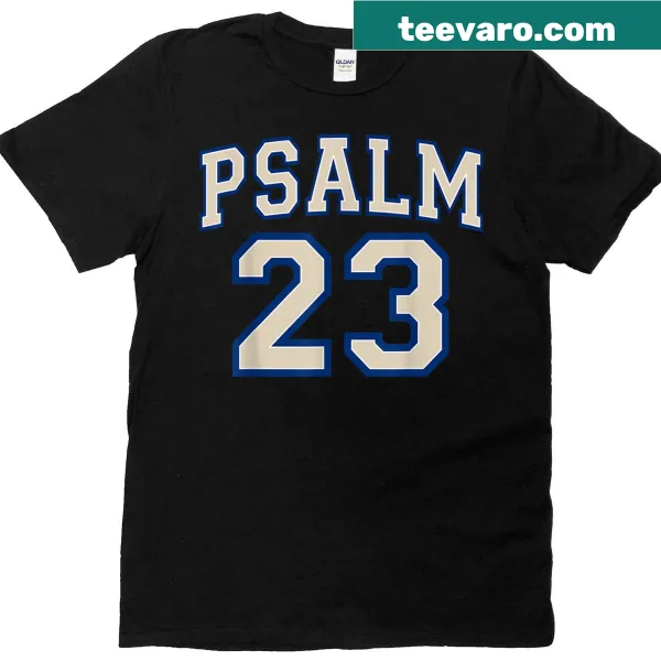 Psalm 23 varsity letters t-shirt in ivory and blue