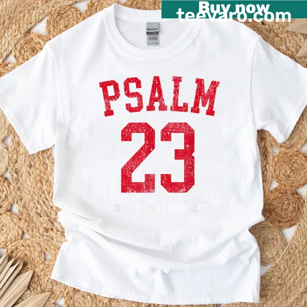 Vintage tee featuring Psalm 23 graphic and Christian message