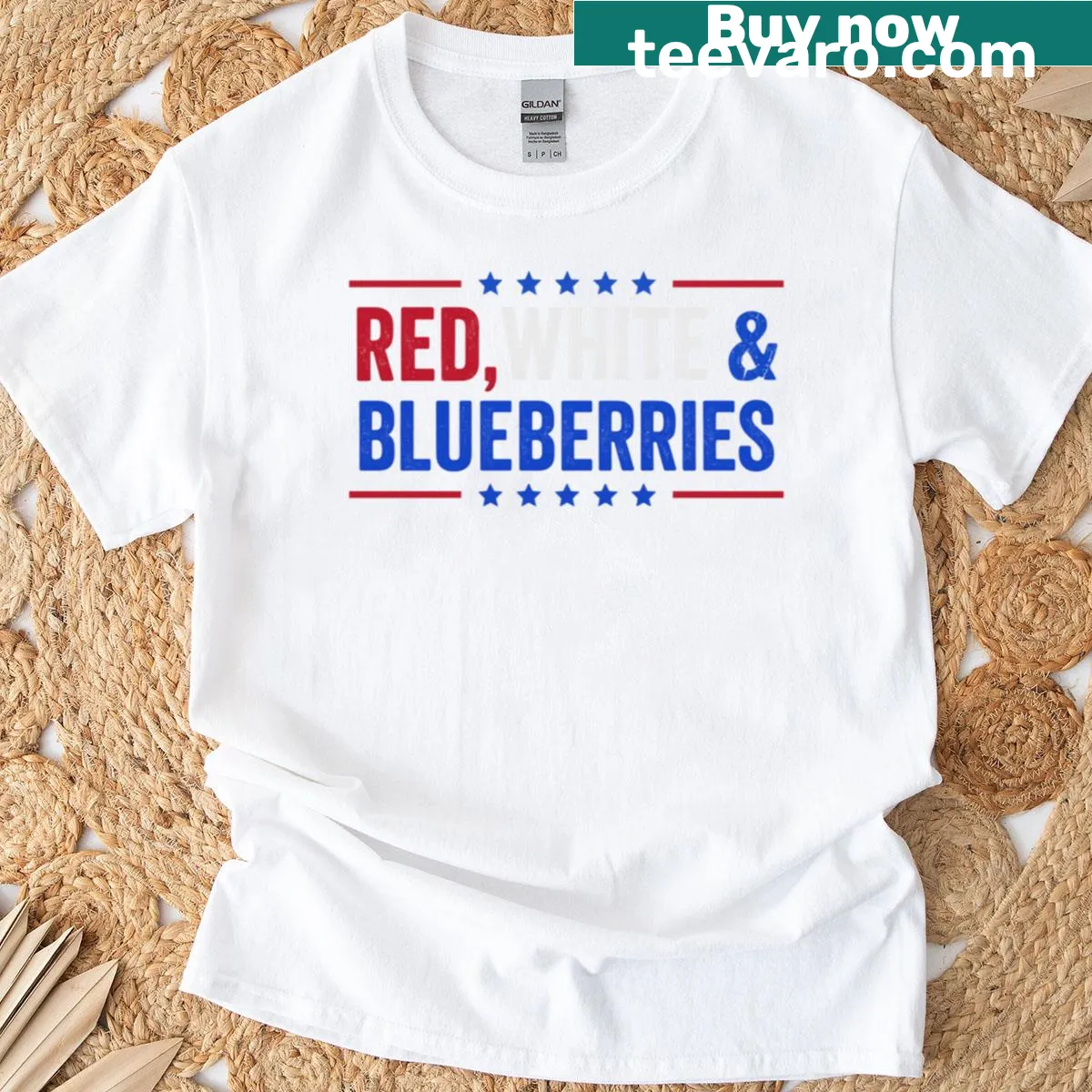 Memorial graphic with 'Red White Blueberries' text on a T-shirt — on a men's t-shirt