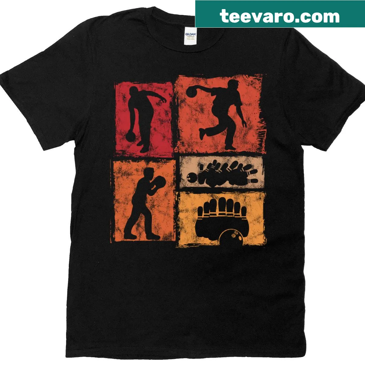 Retro bowling players illustration on a t-shirt — on a men's t-shirt