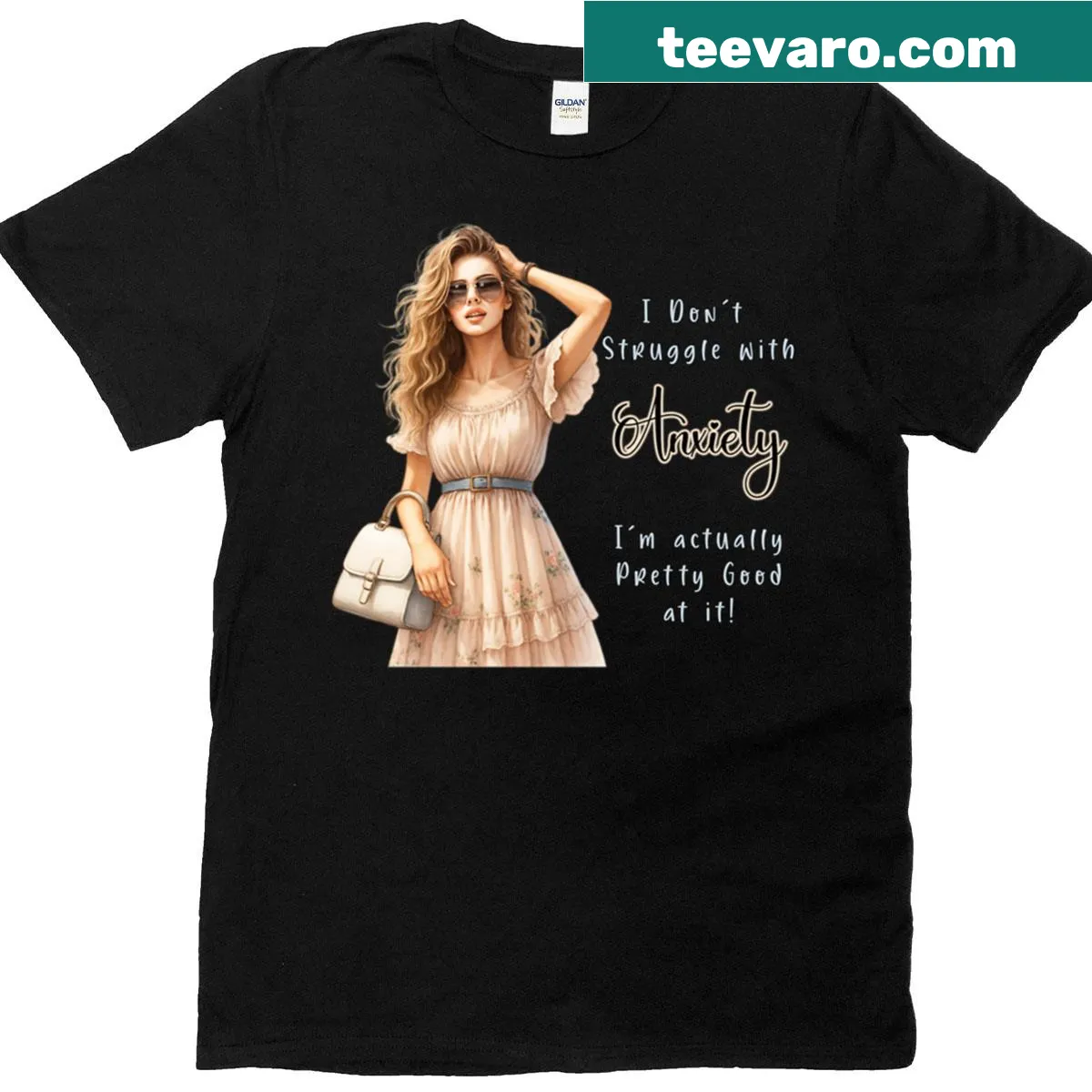 Oversized t-shirt with edgy dark humor quote and illustration — on a men's t-shirt