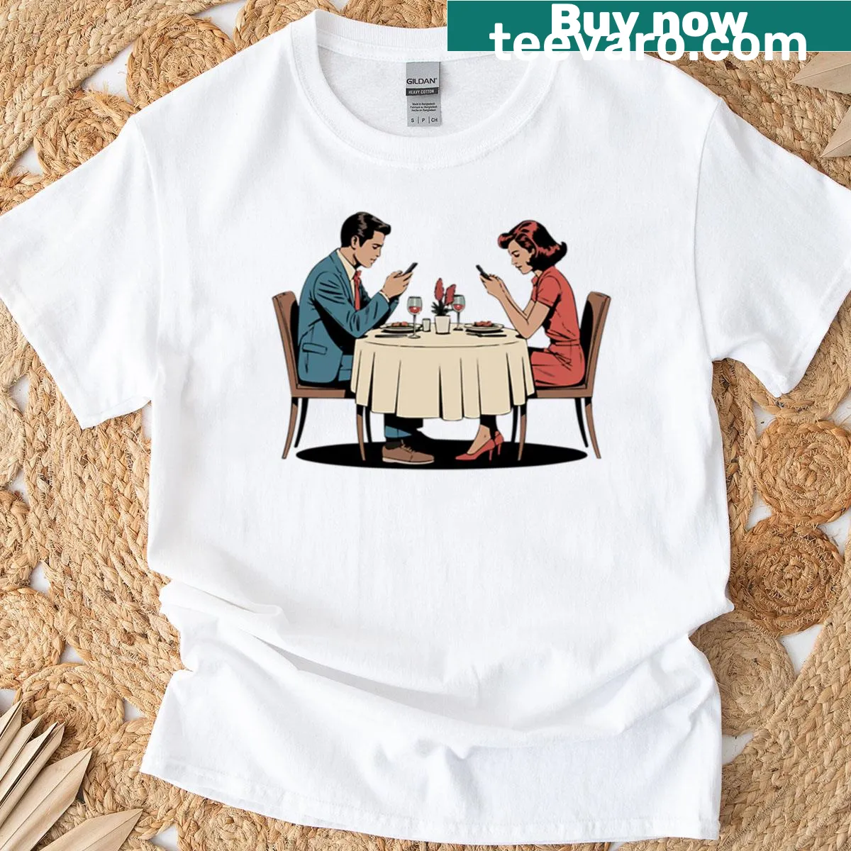Thought-provoking T-shirt with text about romantic disconnect — on a men's t-shirt