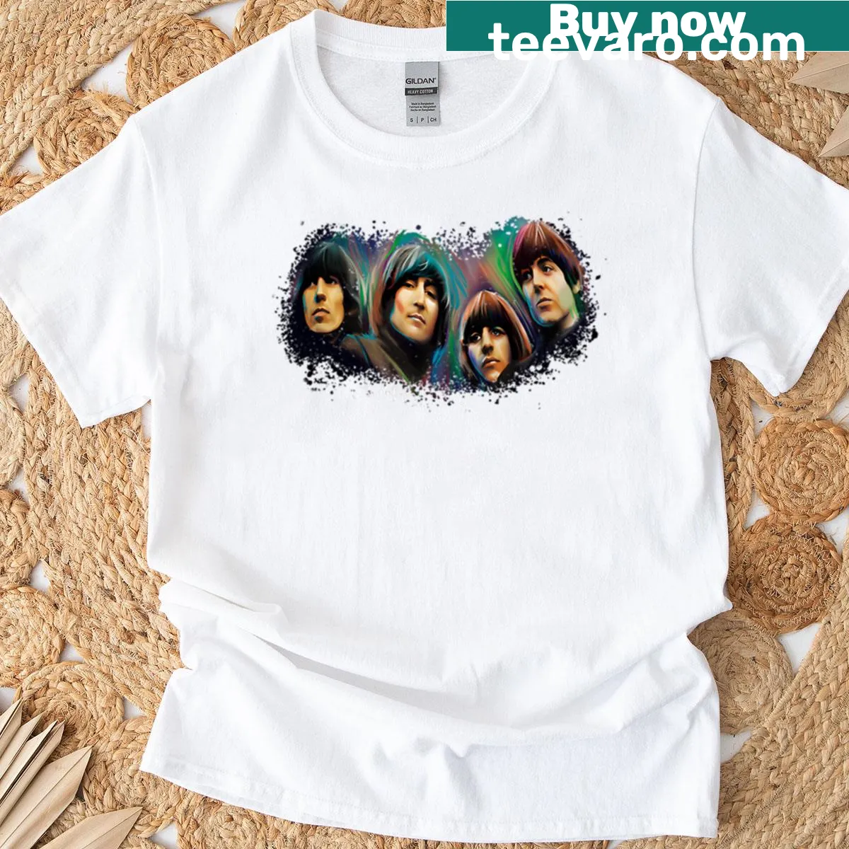 Rubber Soul t-shirt inspired by the iconic album cover — on a men's t-shirt