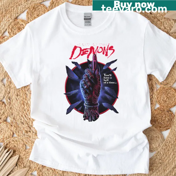Vintage-style t-shirt with humorous horror movie graphic
