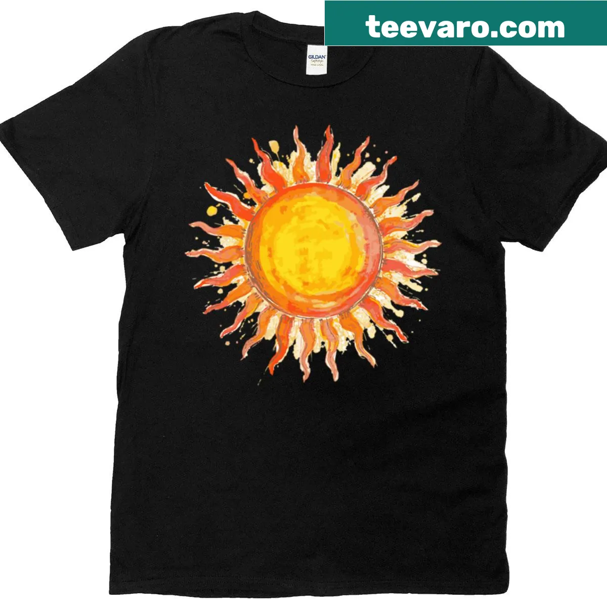 Dynamic sunburst graphic t-shirt — on a men's t-shirt
