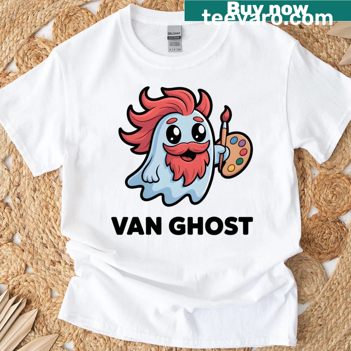 Retro-style spooky wordplay graphic t-shirt for Halloween — on a men's t-shirt