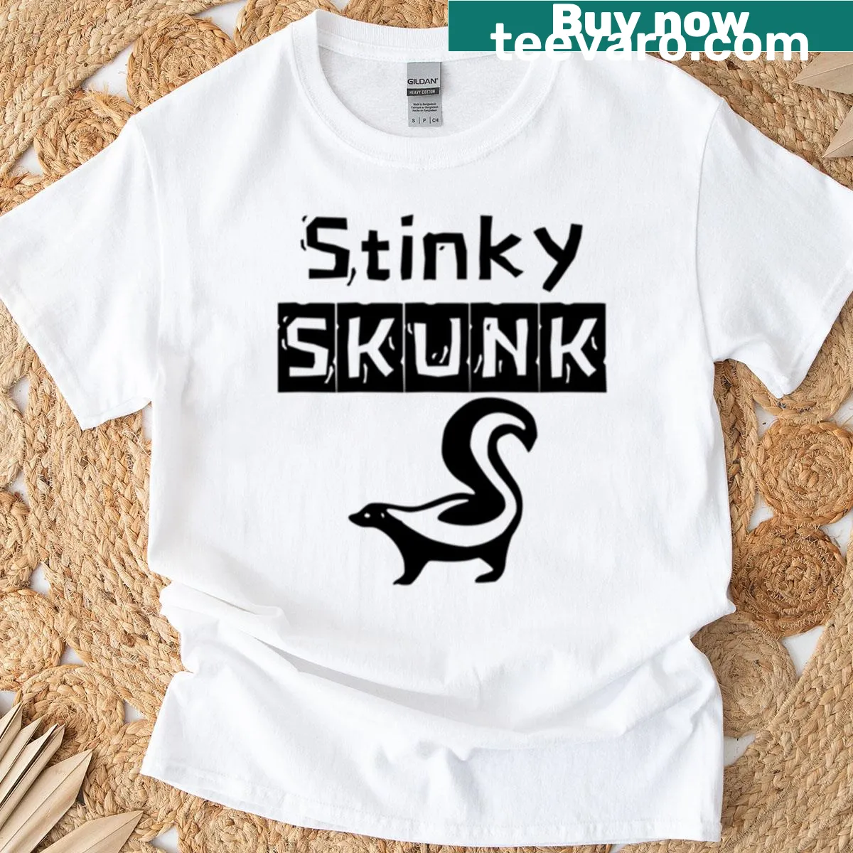 Cute skunk graphic t-shirt in black for kids — on a men's t-shirt
