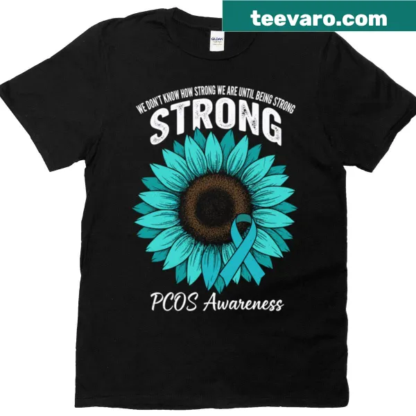 Sunflower and teal ribbon design promoting PCOS awareness.