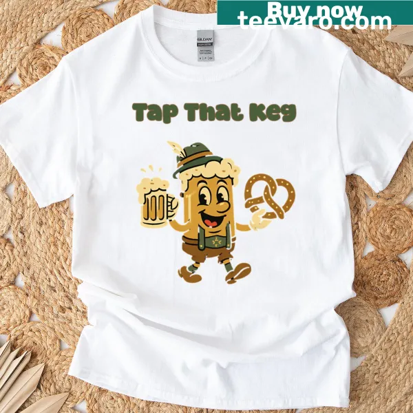 Funny Beer Lover T-shirt featuring keg tapping illustration