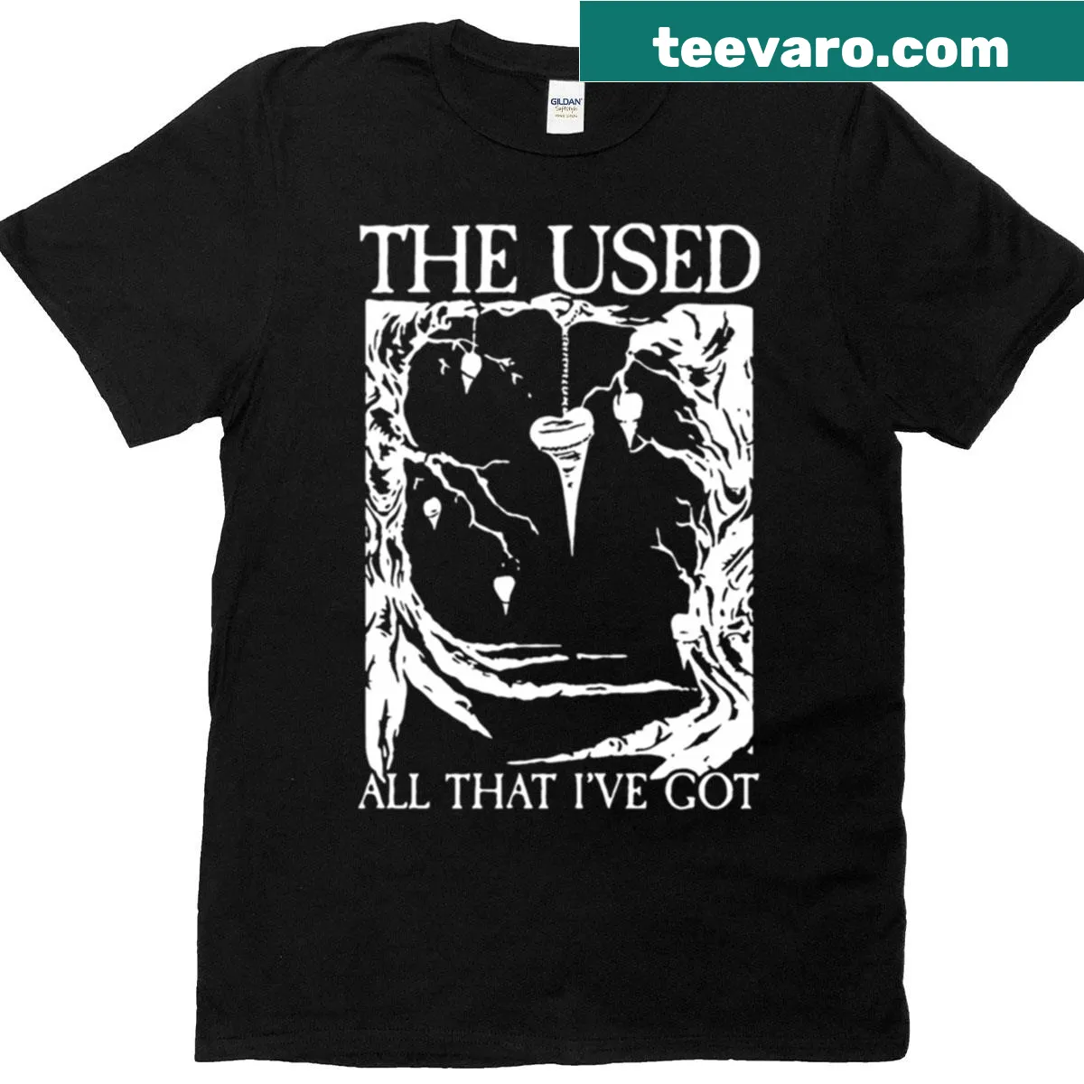 Band t-shirt featuring The Used logo and graphics — on a men's t-shirt