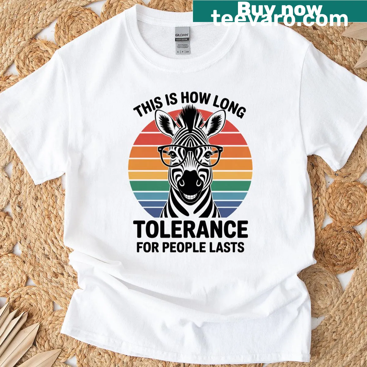 T-shirt featuring the phrase 'This Is How Long Tolerance For People Lasts' in bold typography. — on a men's t-shirt