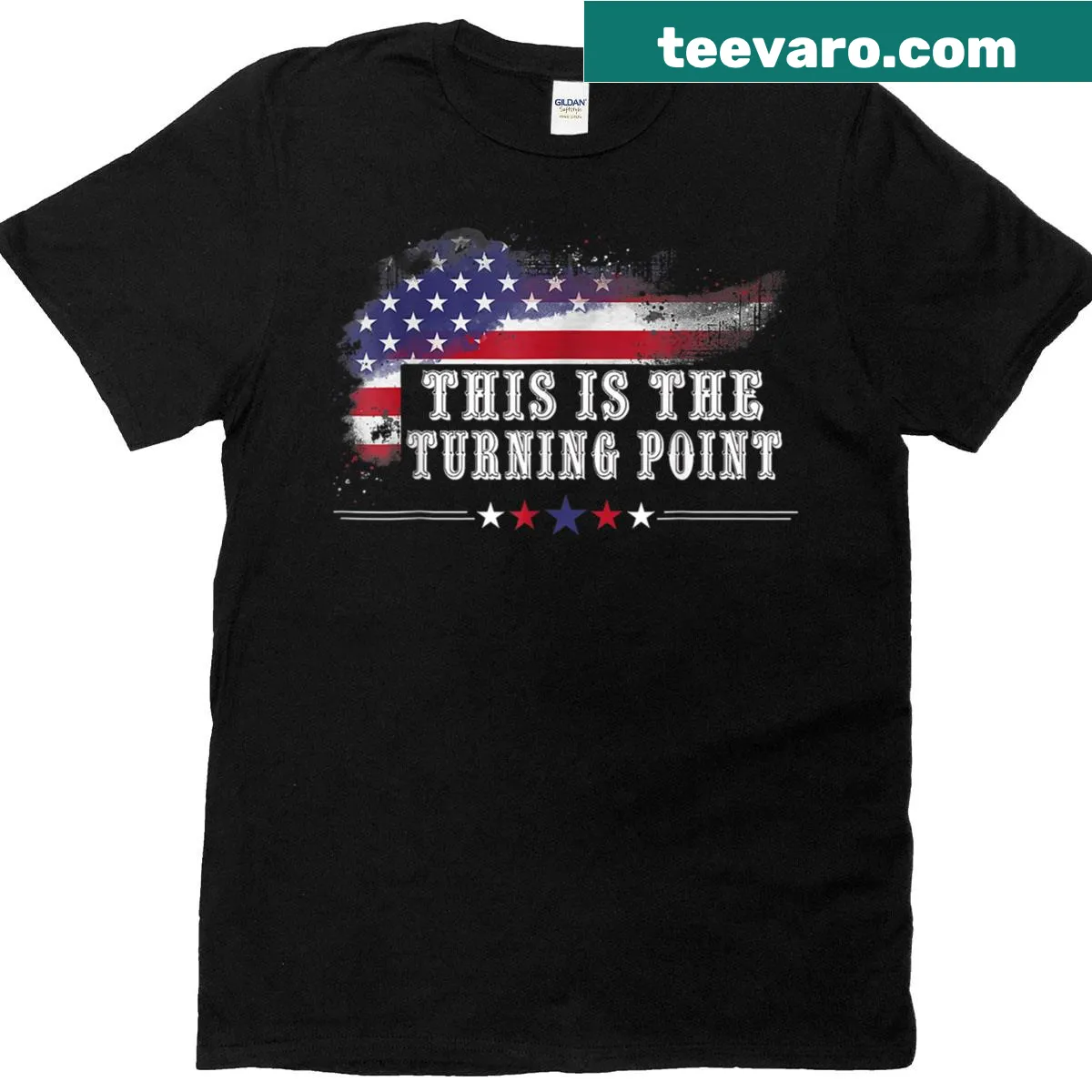 T-shirt featuring American flag with inspirational text — on a men's t-shirt