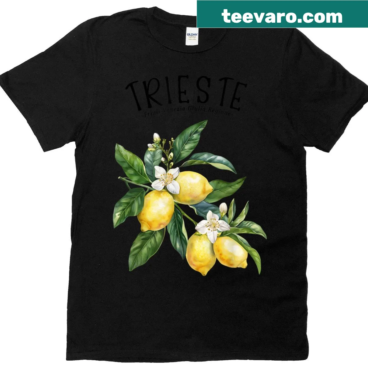 Vintage T-shirt featuring Adriatic Sea and lemon artwork — on a men's t-shirt