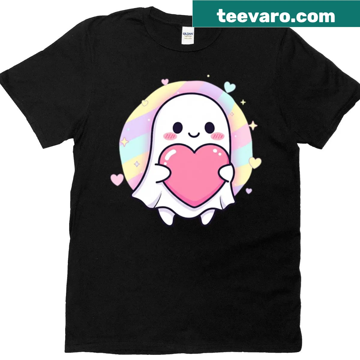 Oversized Valentine's t-shirt featuring a cute love ghost illustration — on a men's t-shirt