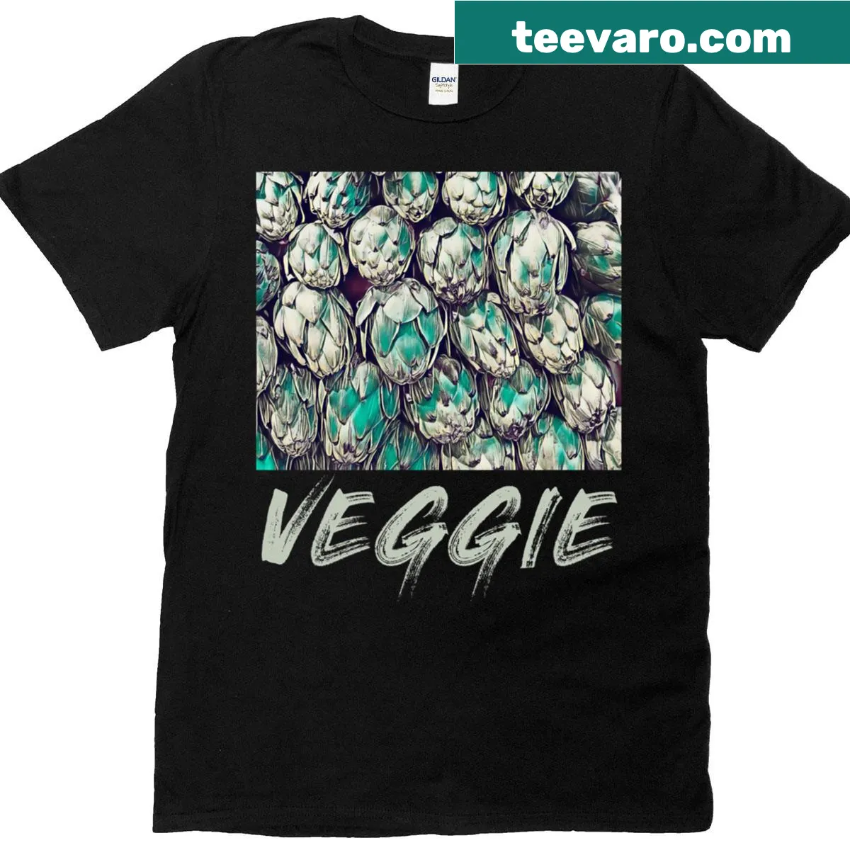 Vintage-style T-shirt with an artichoke illustration — on a men's t-shirt