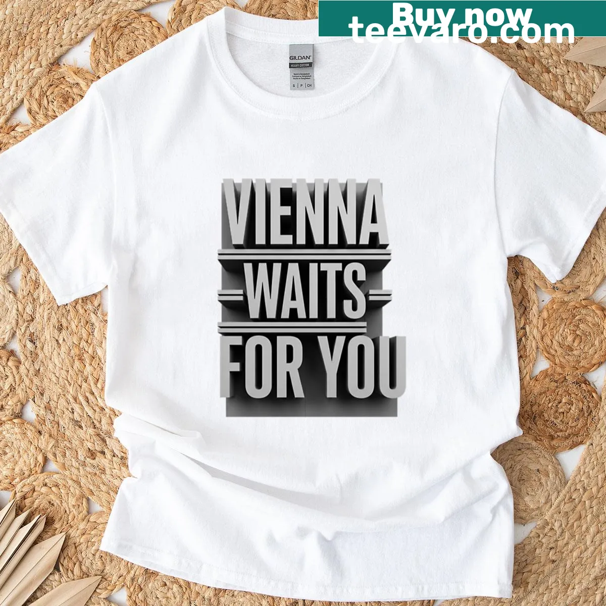 Typography t-shirt featuring lyrics from the song 'Vienna' — on a men's t-shirt