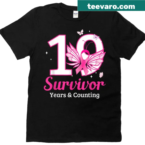 Vintage butterfly and breast cancer ribbon graphic t-shirt