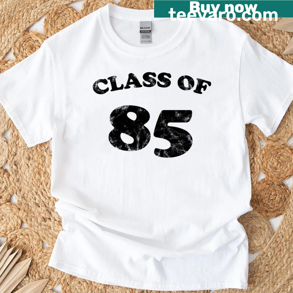 Vintage Class of 85 text design on a t-shirt — on a men's t-shirt