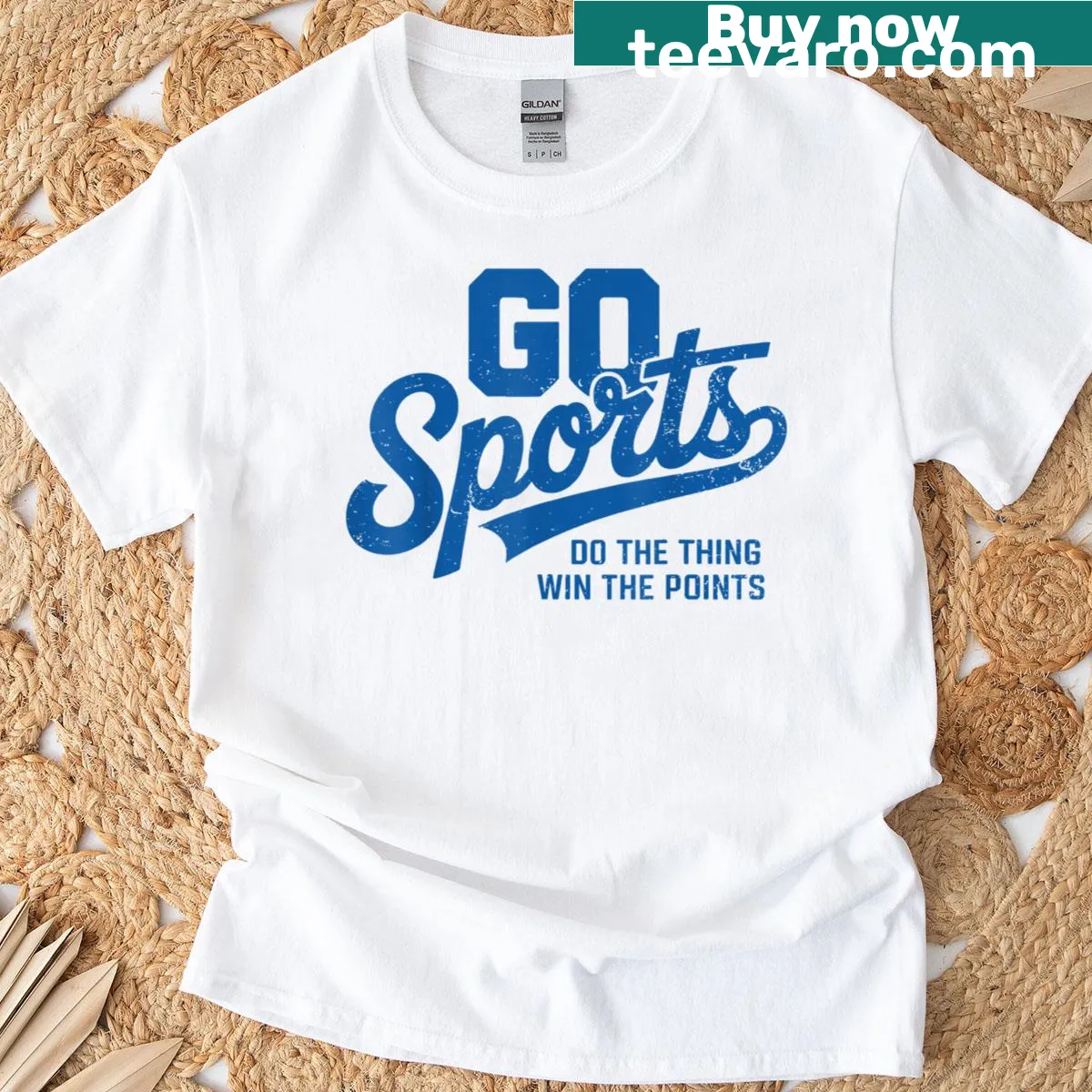 Cartoon sports-themed shirt with a humorous slogan — on a men's t-shirt