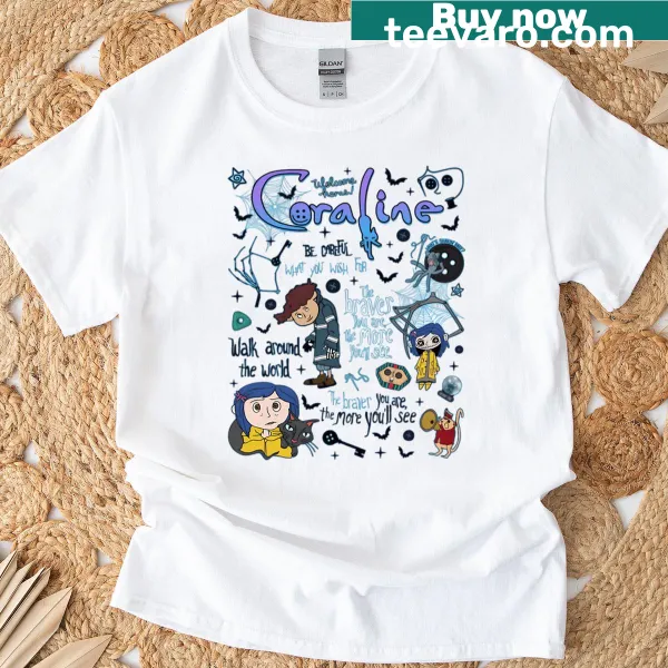 Cartoon T-shirt featuring a vintage movie girl in a Halloween theme.