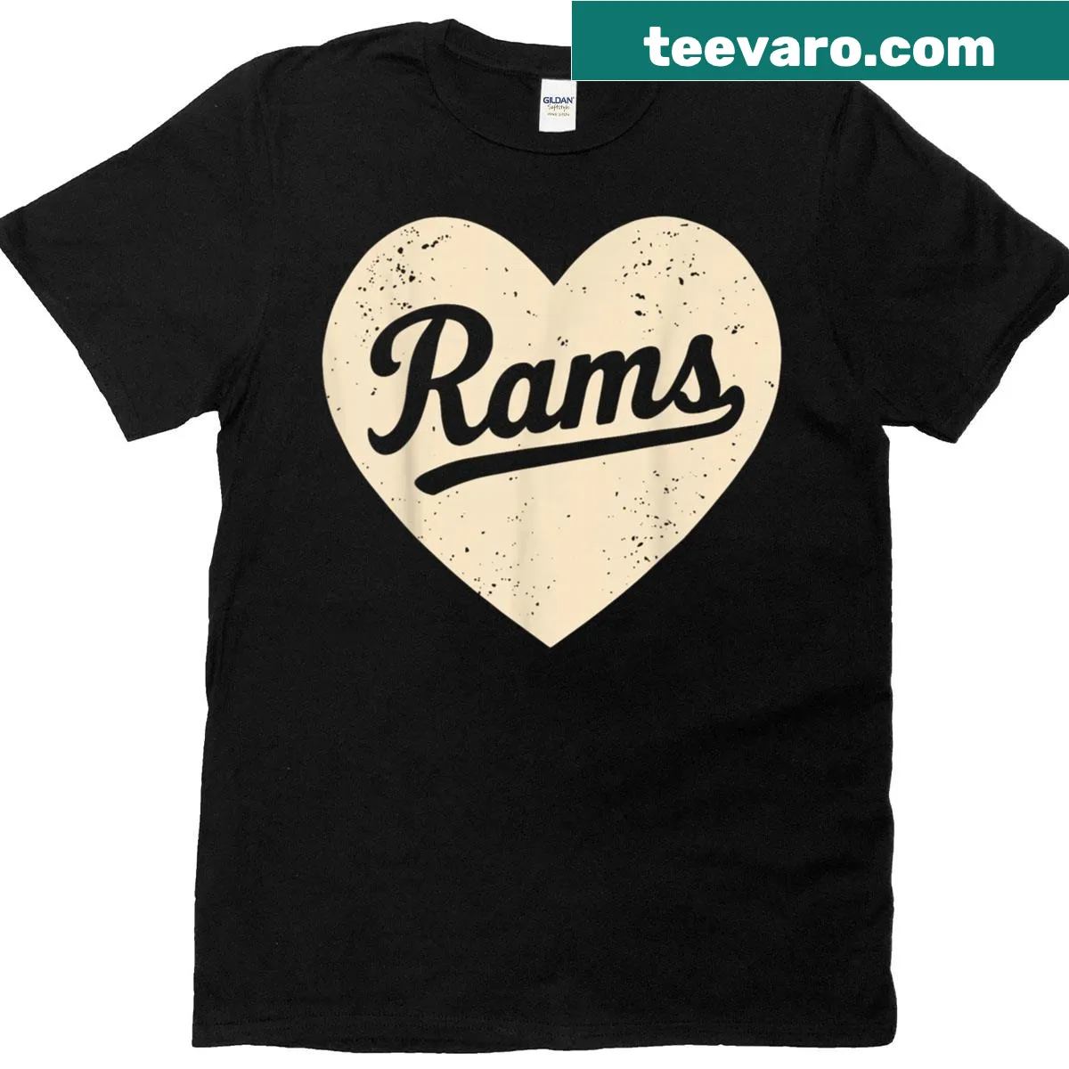 Vintage Rams-themed t-shirt with heart design, suitable for the whole family — on a men's t-shirt