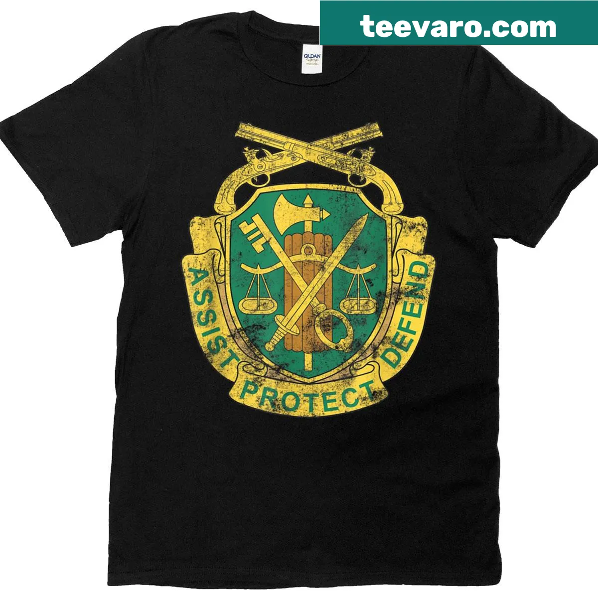 Vintage veteran t-shirt for USA Military Police Corps — on a men's t-shirt