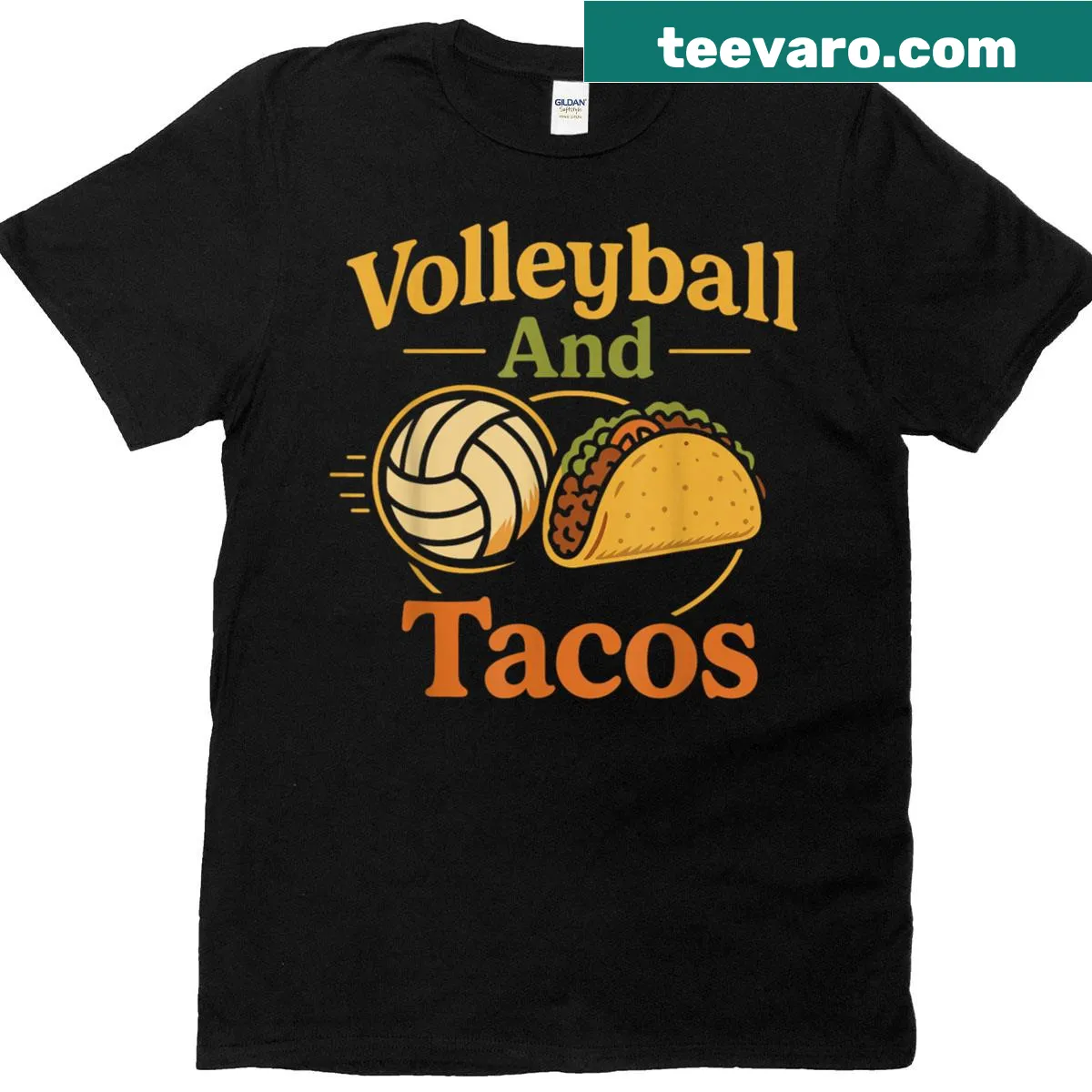 Vintage volleyball T-shirt with taco-themed graphic for players and fans — on a men's t-shirt