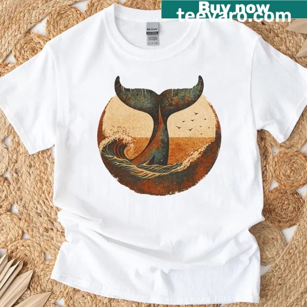 Vintage shirt featuring a breaching whale tail design
