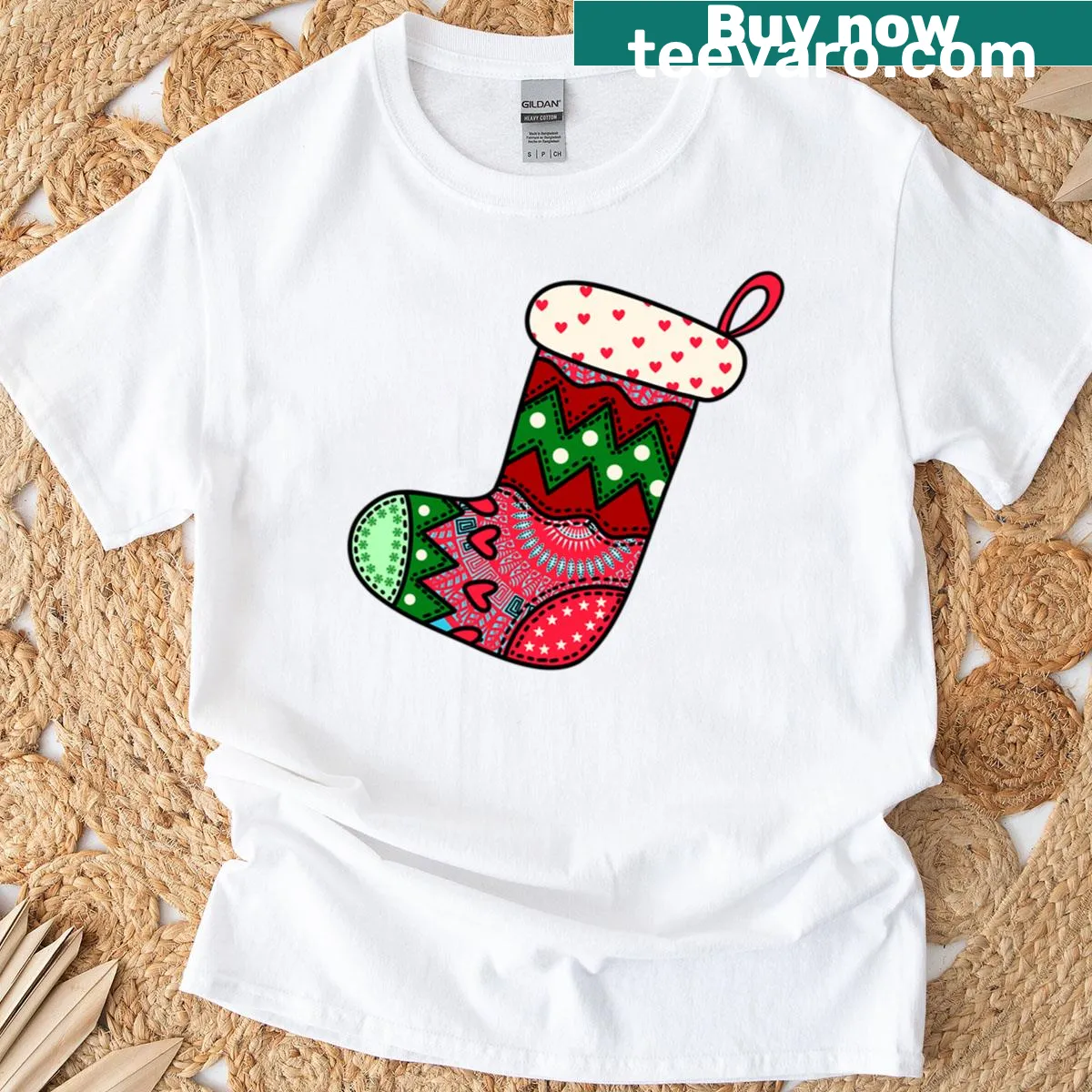 Cute Christmas t-shirt with festive mandala design — on a men's t-shirt