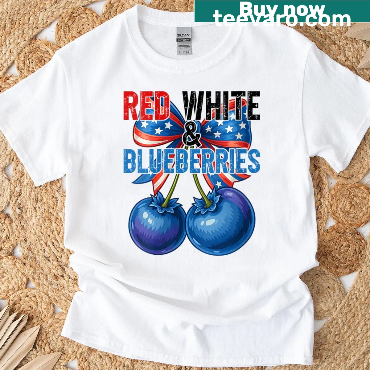Funny patriotic T-shirt with 'Red White Blueberries' design — on a men's t-shirt