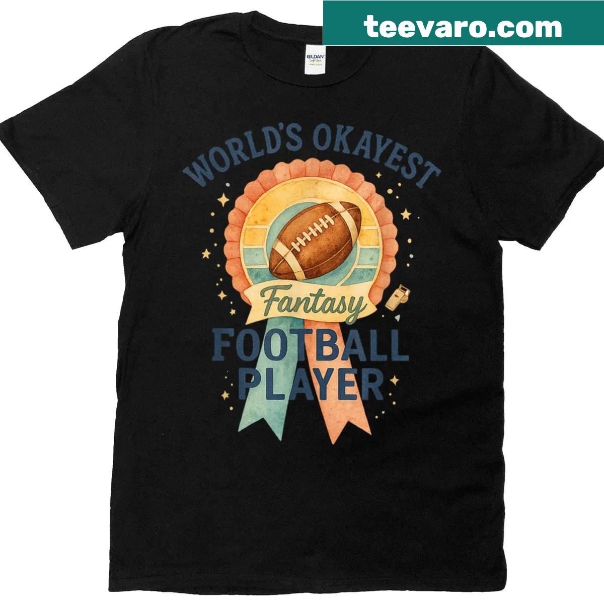 Funny award t-shirt for the okayest fantasy football player — on a men's t-shirt