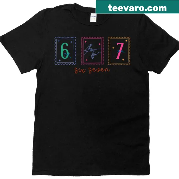 T-shirt featuring a postal stamp and coquette bow graphic