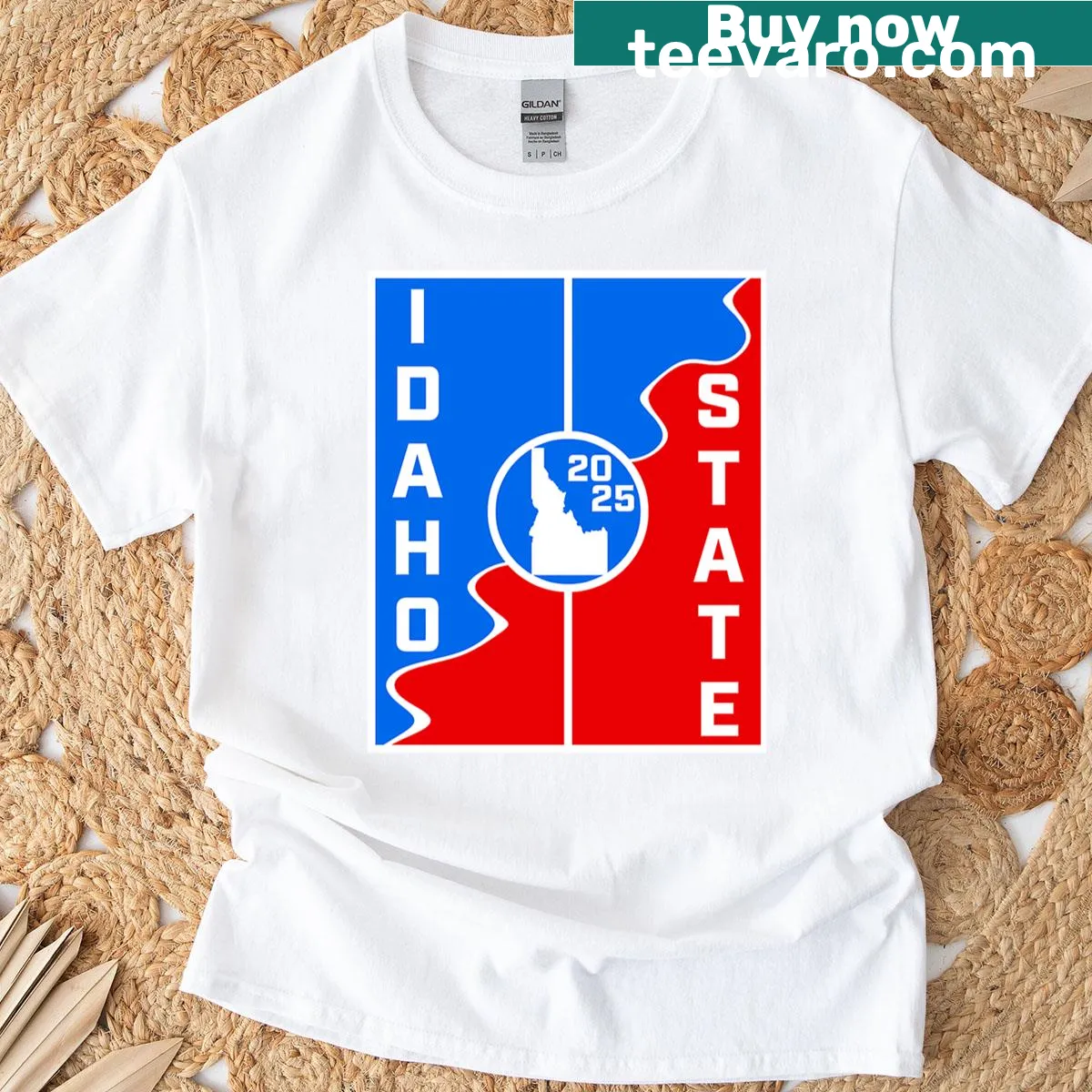 Idaho State logo and year 2025 graphic T-shirt — on a men's t-shirt