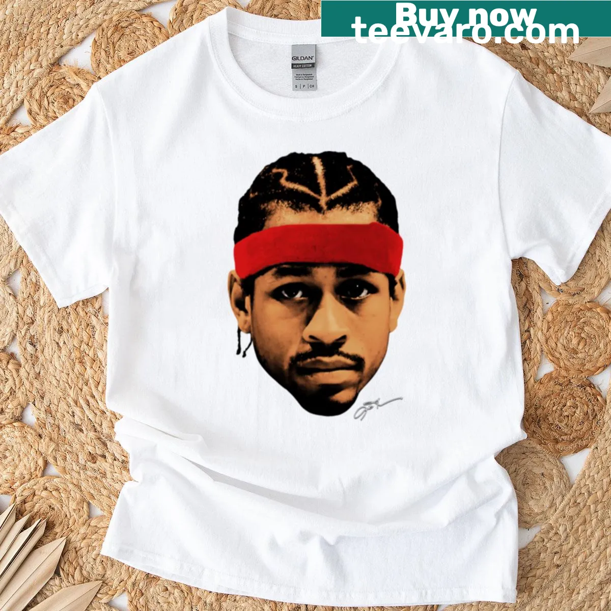 T-shirt featuring a large graphic of Allen Iverson's face — on a men's t-shirt