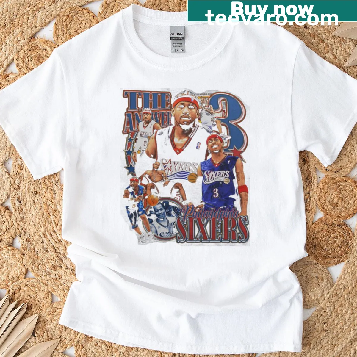 T-shirt featuring Allen Iverson's player number in a bold design — on a men's t-shirt