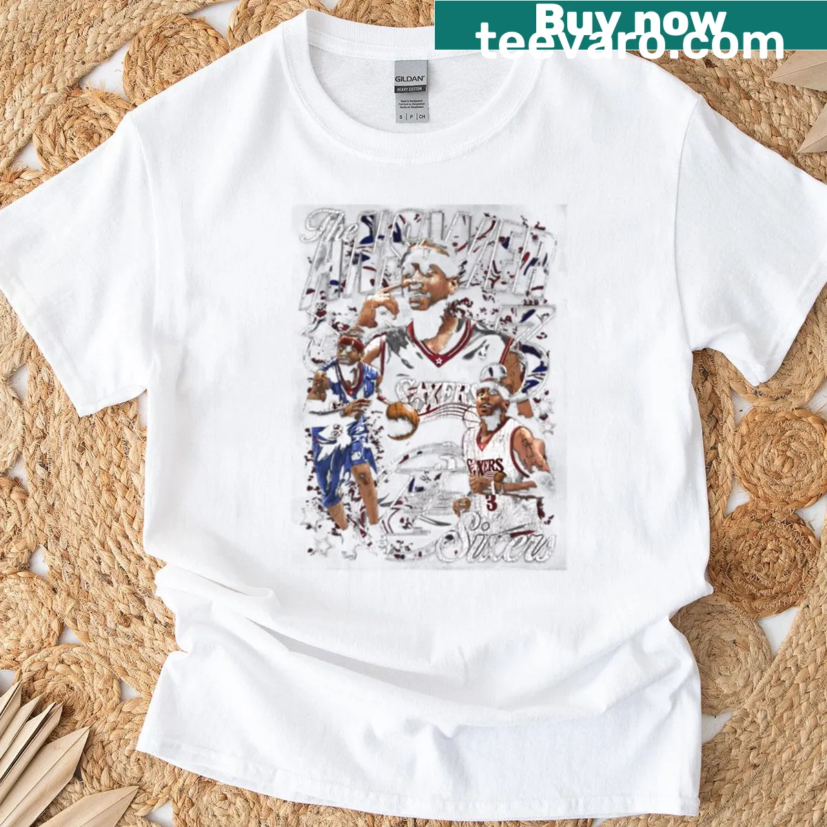 Vintage-style T-shirt featuring Allen Iverson's 'The Answer' graphic — on a men's t-shirt