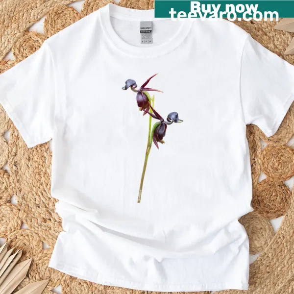 Illustration of a large duck orchid on a tee